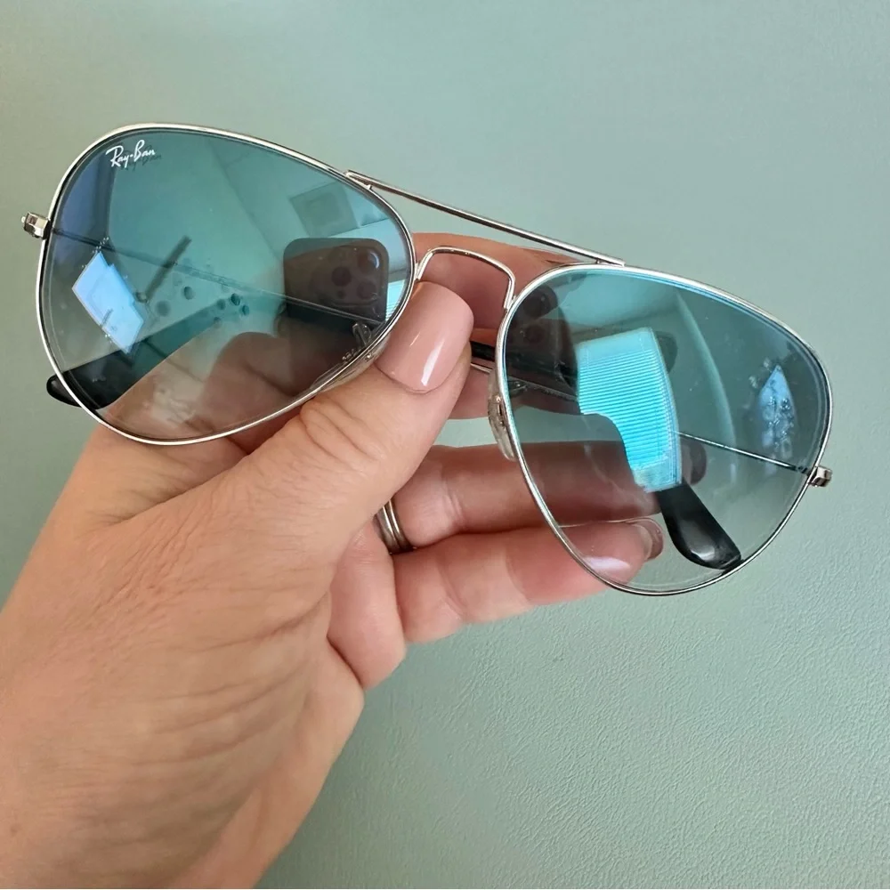 | ray ban • blue lense 2035 aviator silver frame | - Picture 5 of 16